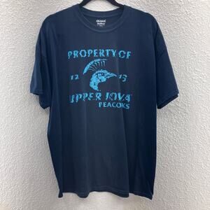 Gildan Dry Blend Navy Blue Teal Upper Iowa University Peacocks Crew Neck T Shirt